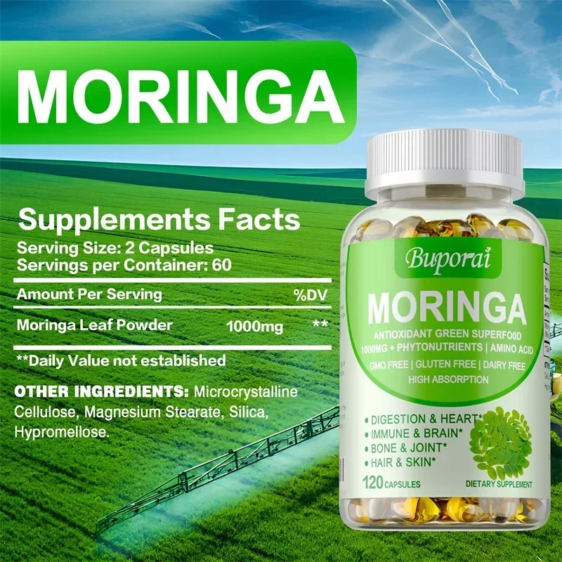 Moringa Capsules - Boosts Ener - Moringa Leaf Powder avaliação e preço