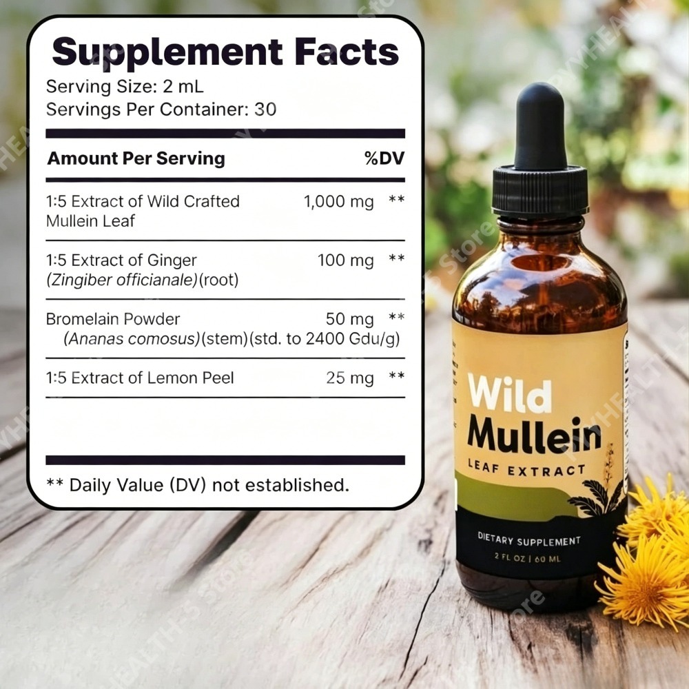Wild Mullein Leaf Drops with G - Herbal Wellness Liquid avaliação e preço