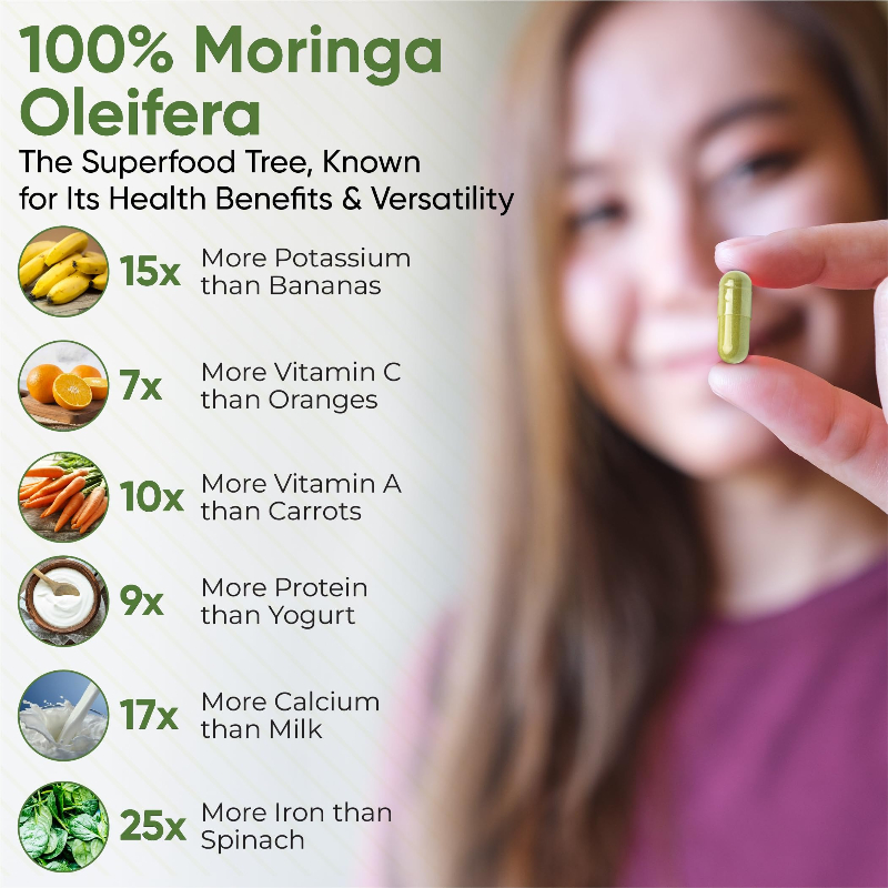 Natural Moringa Capsules -100% - Moringa Leaf Powder avaliação e preço