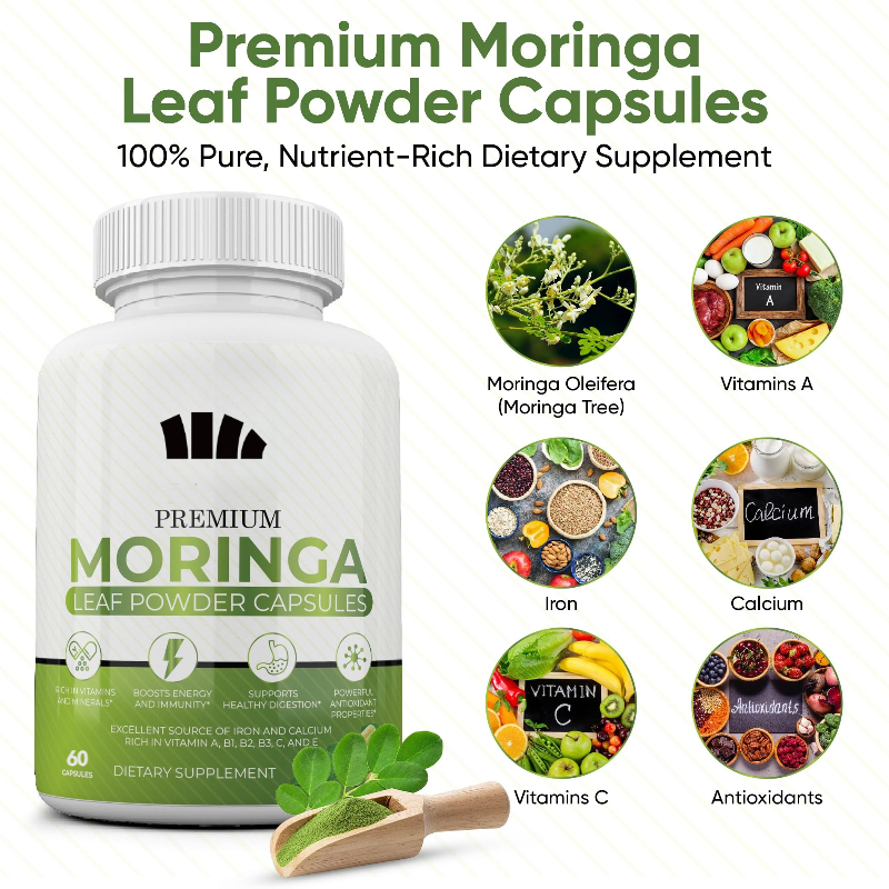 Natural Moringa Capsules -100% - Moringa Leaf Powder avaliação e preço