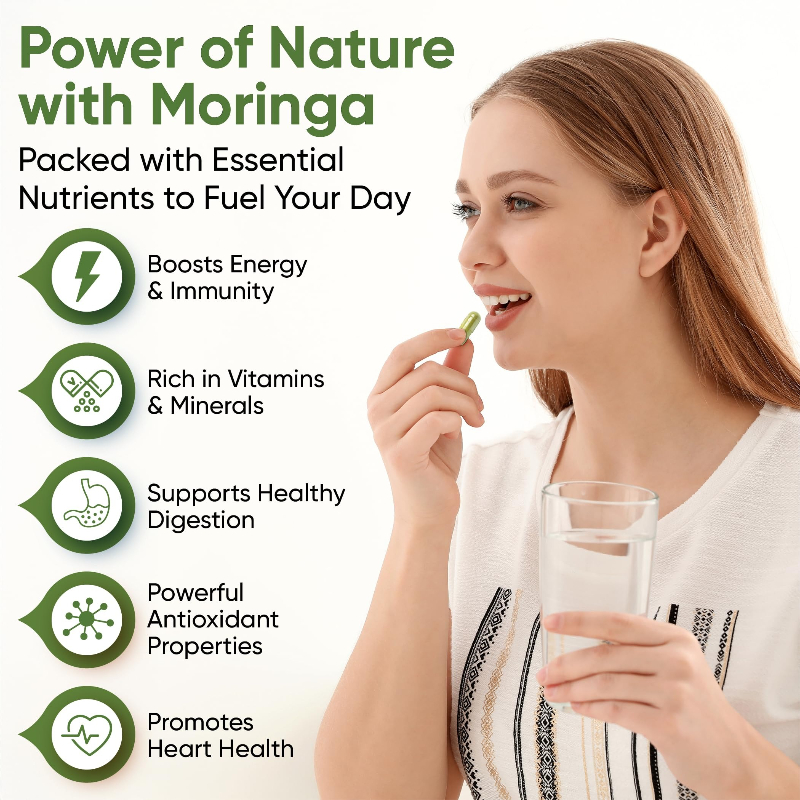 Natural Moringa Capsules -100% - Moringa Leaf Powder avaliação e preço