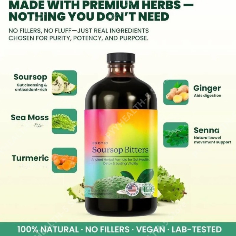 Soursop Bitters Drops Liquid O - Herbal Wellness Liquid avaliação e preço