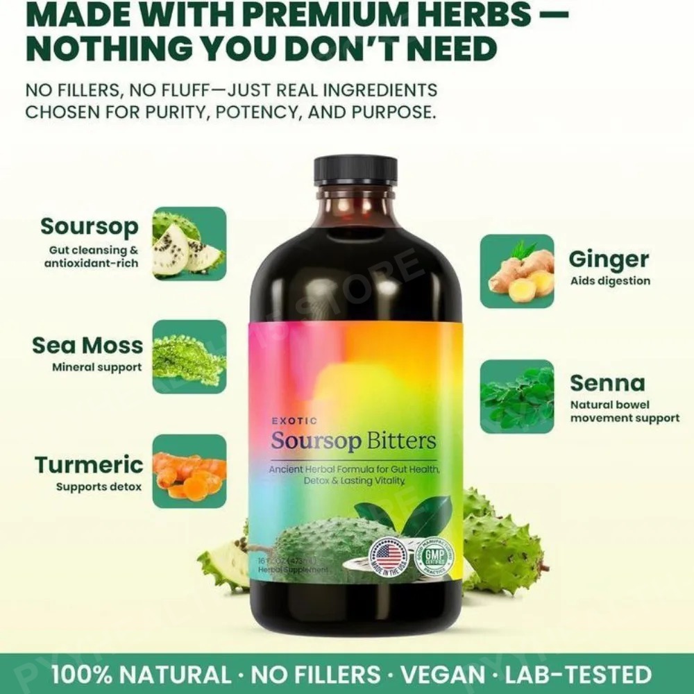 Soursop Bitters Liquid Herbal  - Herbal Wellness Liquid avaliação e preço