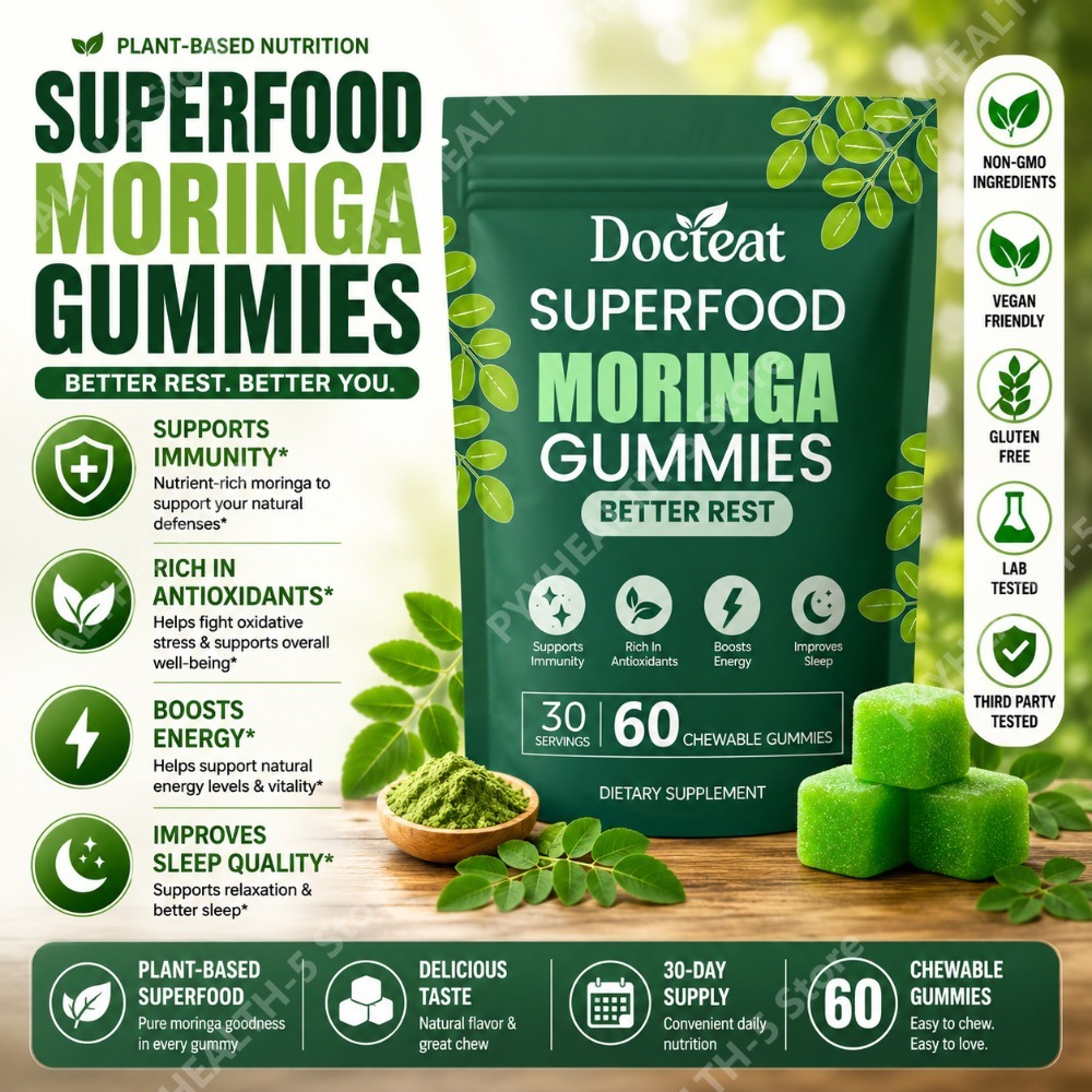 Docteat Moringa Gummies with B - Moringa Leaf Powder avaliação e preço