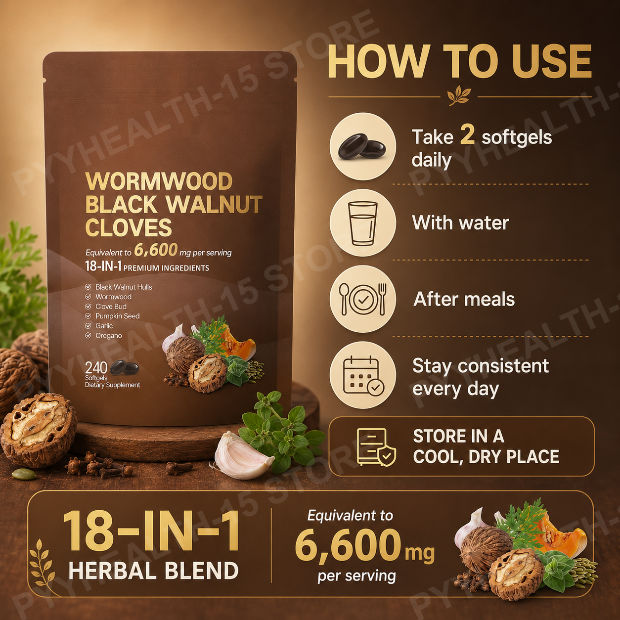 18-in-1 Wormwood Black Walnut  - Herbal Wellness For You avaliação e preço